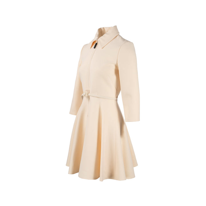 Top quality Dior Size 38 Zip Dress with belt Wool/Silk Ecru