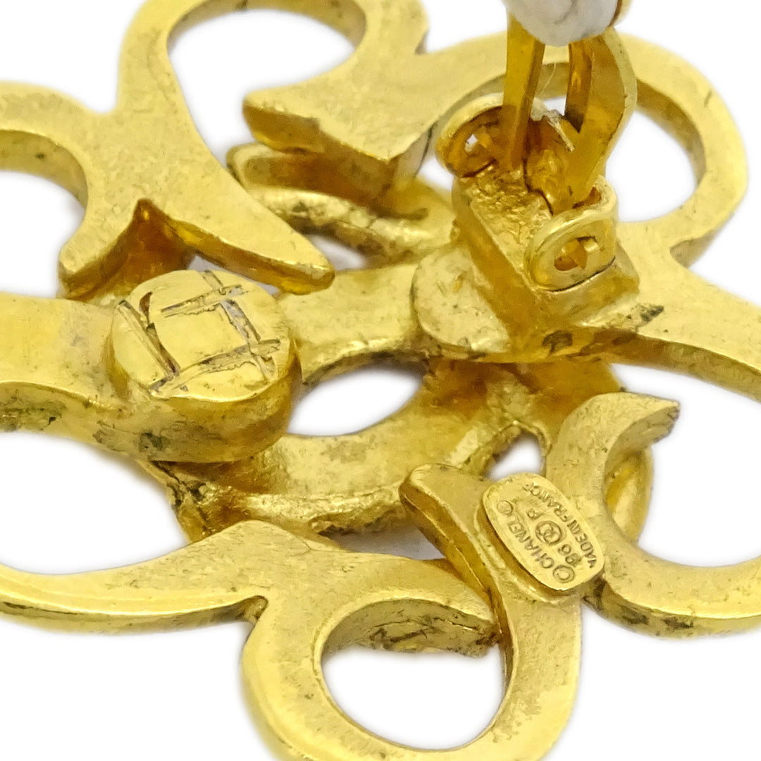 Top Quality Chanel Flower Earrings Clip-On Gold 96P