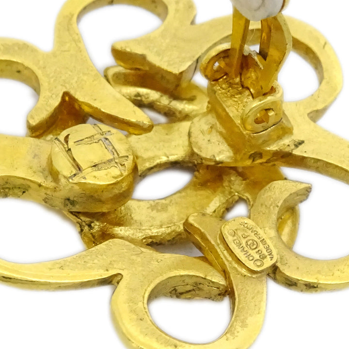 Top Quality Chanel Flower Earrings Clip-On Gold 96P