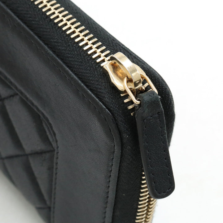 Top Quality Chanel Mademoiselle Mattress Cocomark Roundfather Long Wallet Black Black Gold  A80969