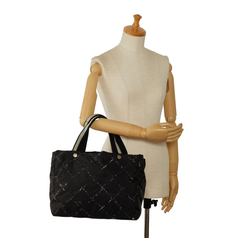 Top Quality Chanel  Travel Line Handbag Tote Bag Black Nylon Canvas  Chanel
