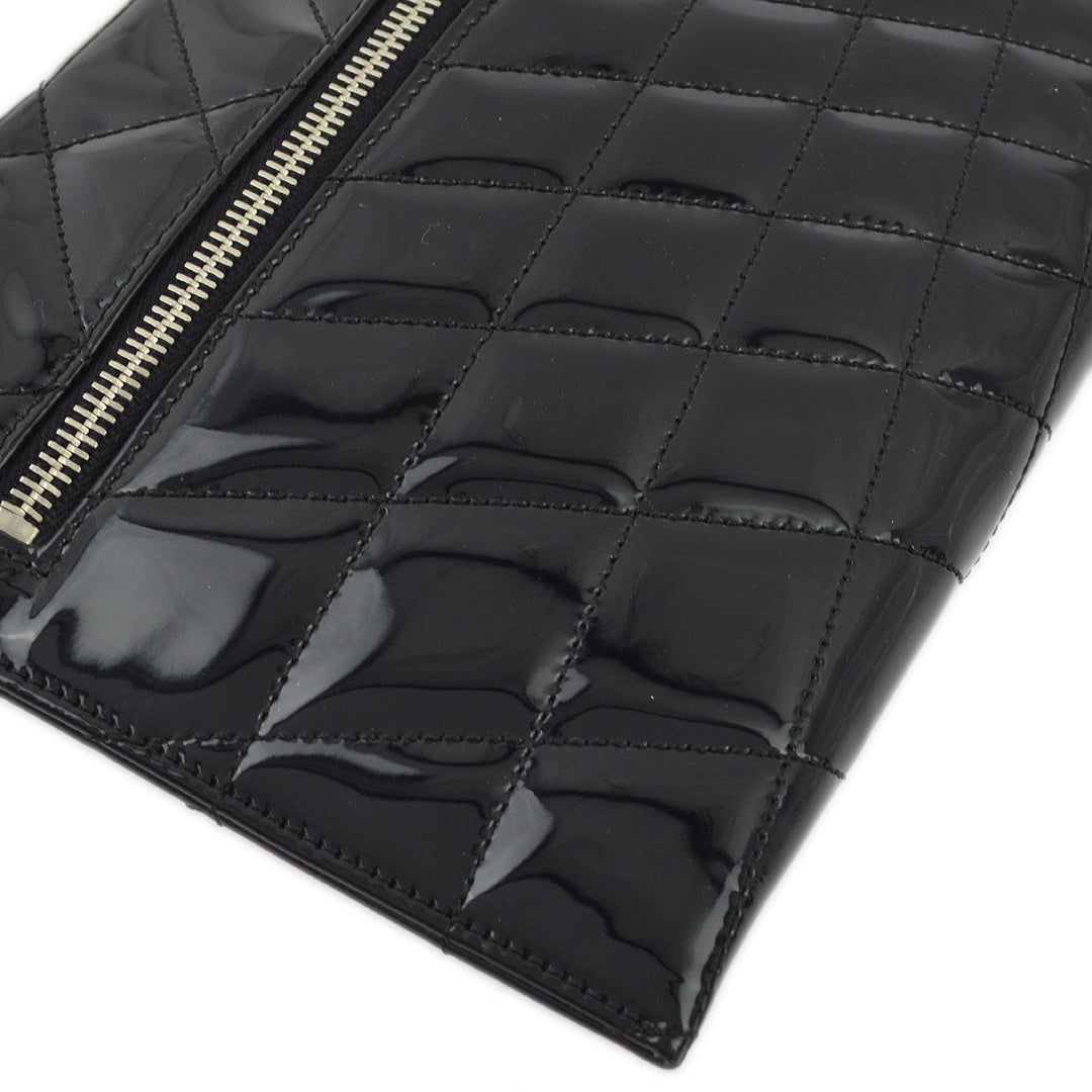 Top Quality Chanel Black Patent Leather Double Chain Shoulder Bag