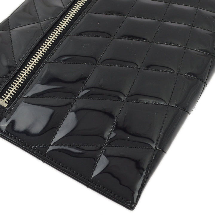 Top Quality Chanel Black Patent Leather Double Chain Shoulder Bag