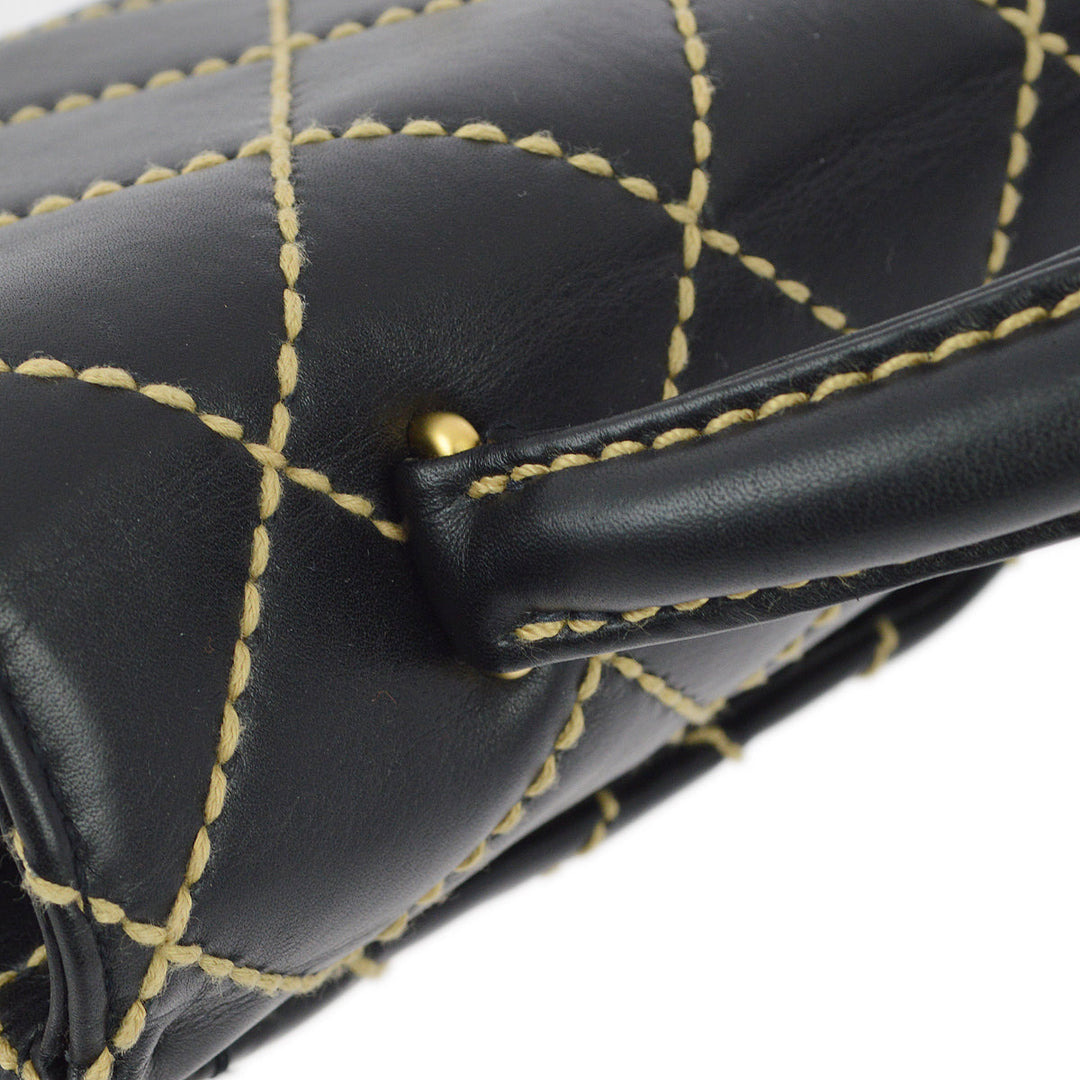 Top Quality Chanel Black Calfskin Wild Stitch Handbag