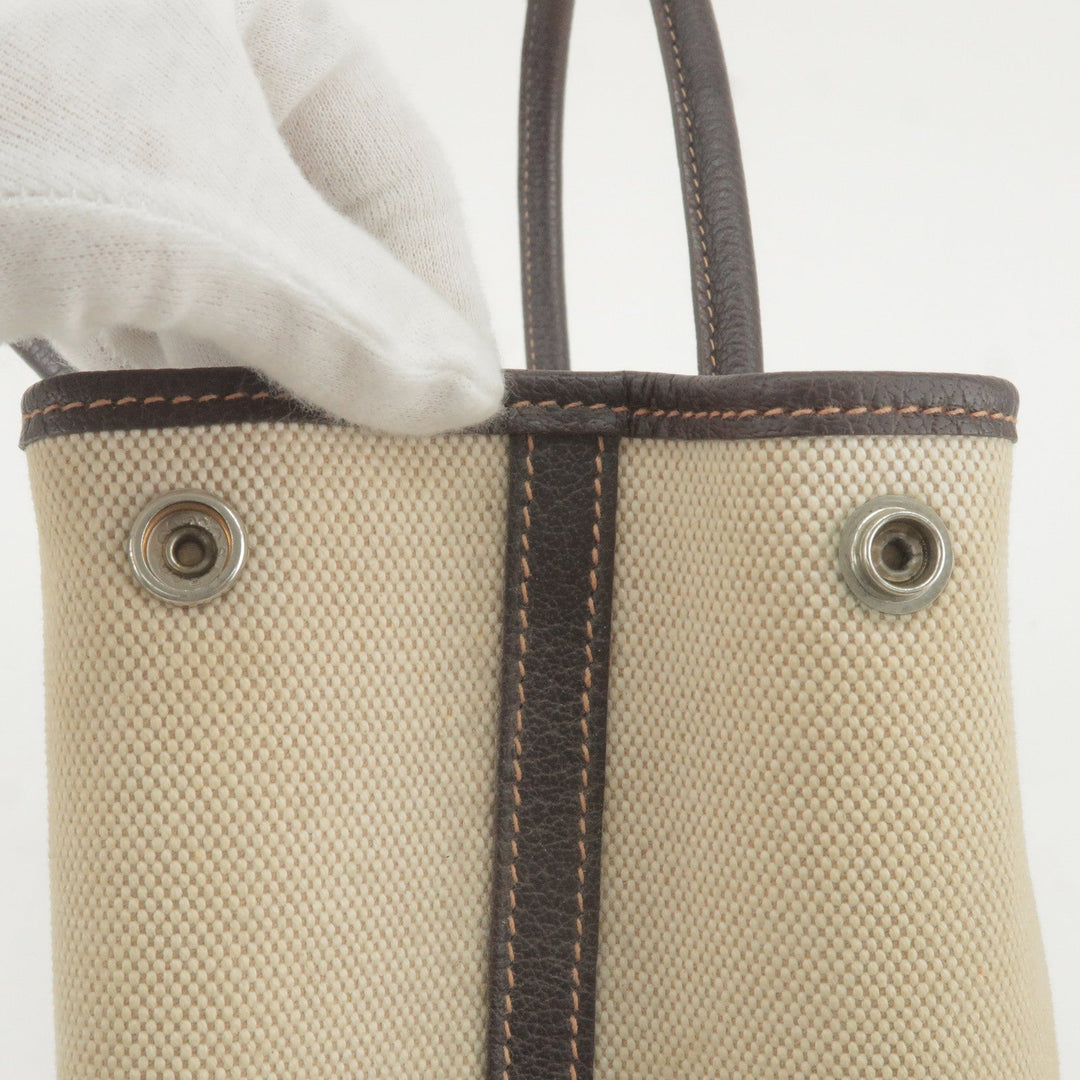 Hermes Canvas Leather Garden Party PM Tote Bag Beige G Stamp