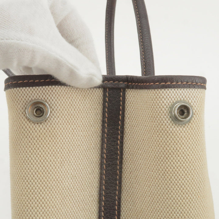 Hermes Canvas Leather Garden Party PM Tote Bag Beige G Stamp