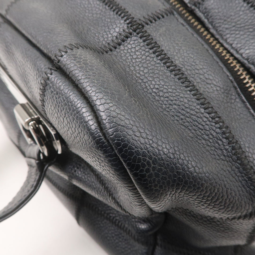 Top Quality Chanel Chocolate Bar Caviar Skin Boston Bag Black A26135
