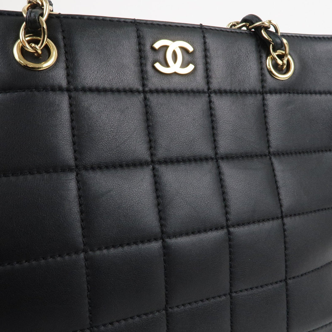 Top Quality Chanel Chocolate Bar Lamb Skin Chain Tote Bag Black