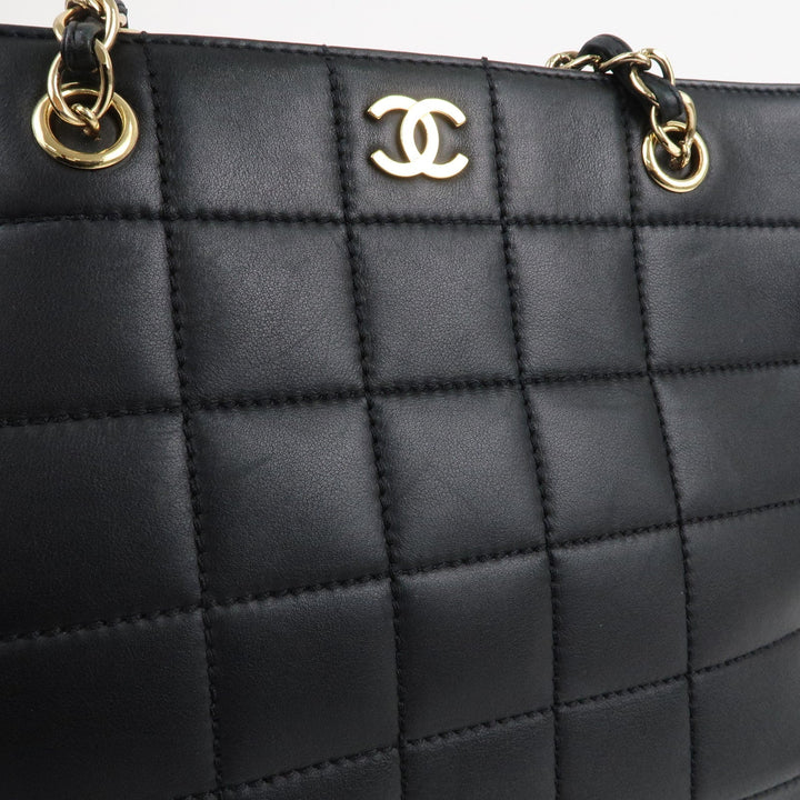 Top Quality Chanel Chocolate Bar Lamb Skin Chain Tote Bag Black