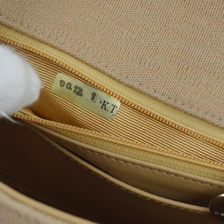 Top Quality Chanel Beige Cotton Mini Classic Square Flap Shoulder Bag 17