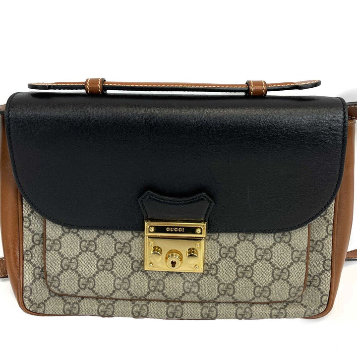 GUCCI - Padlock Mini Monogram Brown Top Handle - Crossbody / Shoulder Bag
