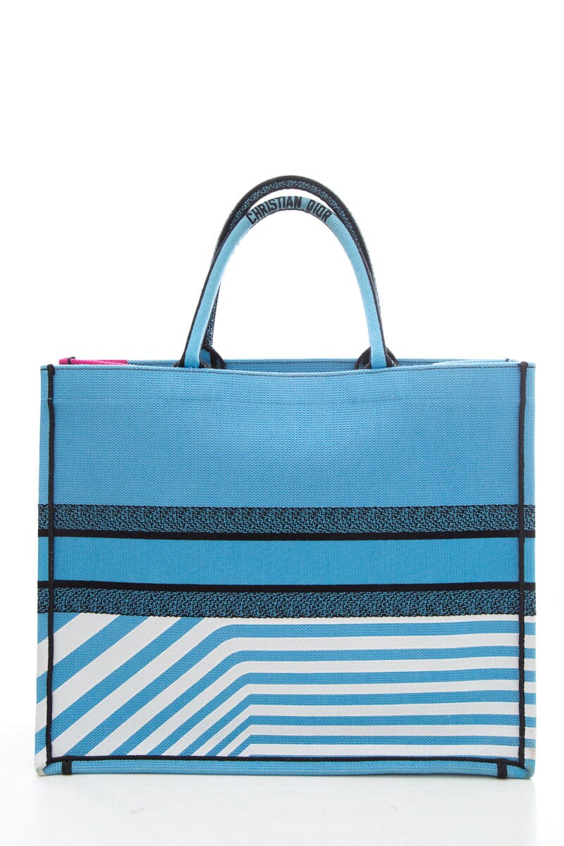 Christian Top quality Dior Pink &  Blue Zebra Printed Book Tote