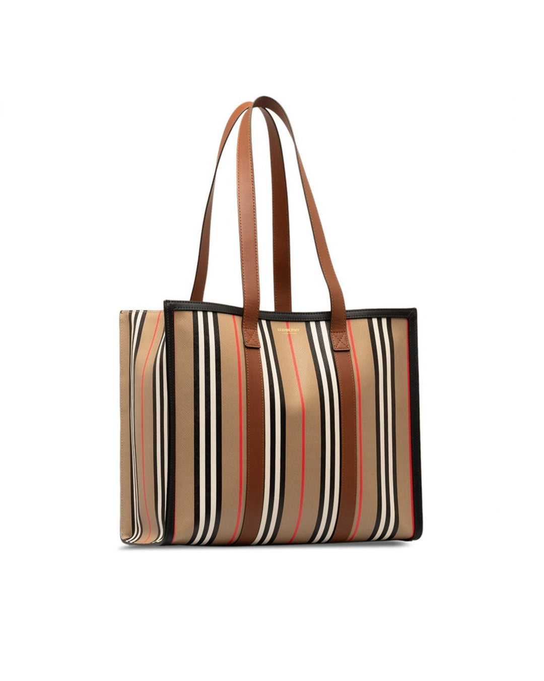 BURBERRY Women's Icon Stripe Tote Bag in Brown by in Brown