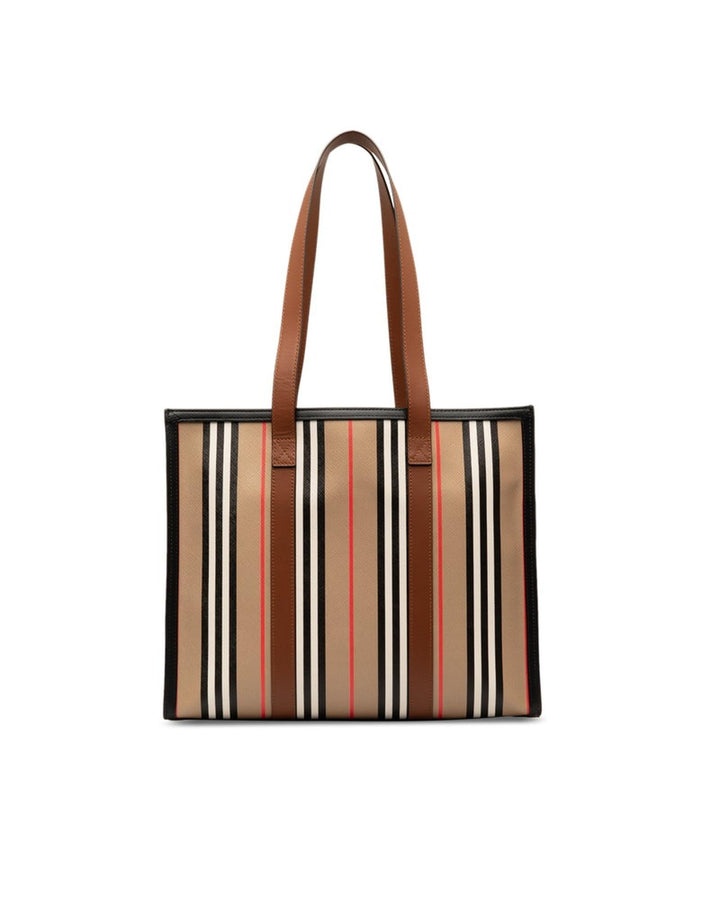 BURBERRY Women's Icon Stripe Tote Bag in Brown by in Brown