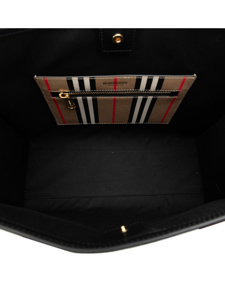 BURBERRY Women's Icon Stripe Tote Bag in Brown by in Brown