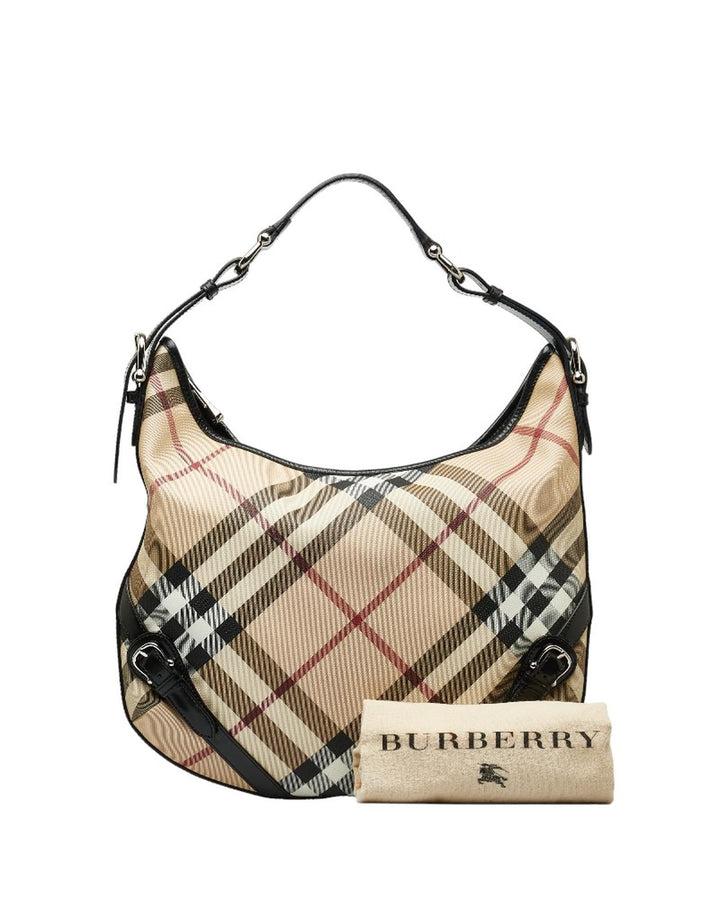 BURBERRY Women's  Nova Check Borton Hobo Bag in Excellent Condition in Brown