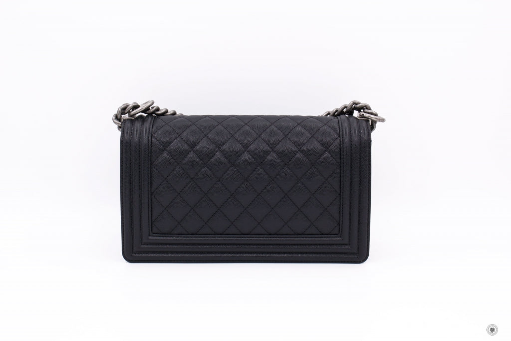 Top Quality Chanel A67086 Y83338 Boy Black / 94305 Caviar Medium Shoulder Bags Sbhw