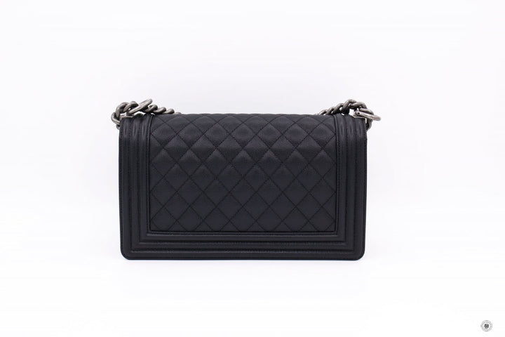 Top Quality Chanel A67086 Y83338 Boy Black / 94305 Caviar Medium Shoulder Bags Sbhw