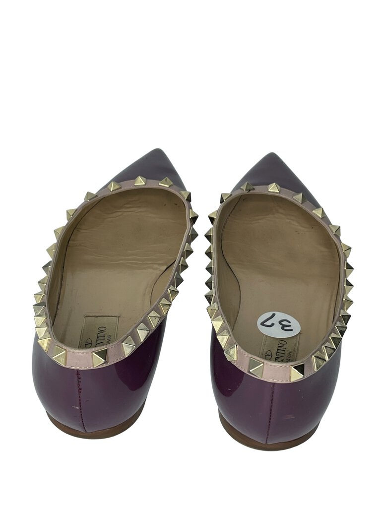 VALENTINO Noir Patent Rockstud Ballet Flats |US7|IT37|