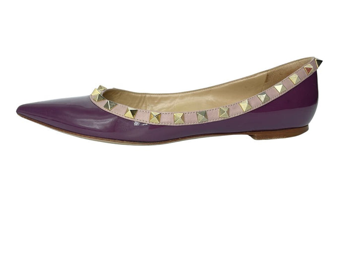 VALENTINO Noir Patent Rockstud Ballet Flats |US7|IT37|