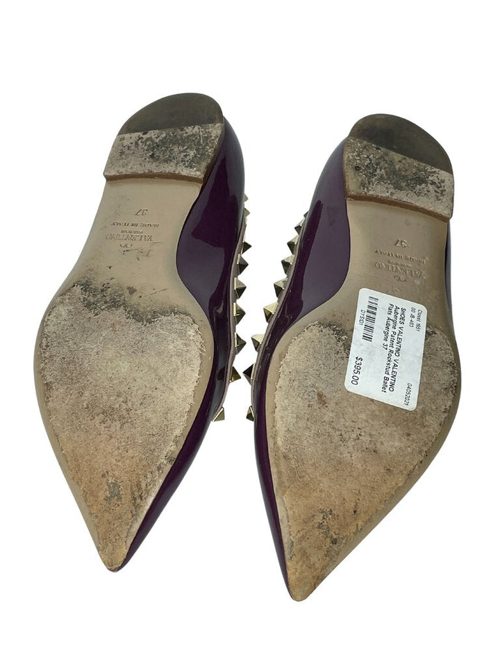 VALENTINO Noir Patent Rockstud Ballet Flats |US7|IT37|