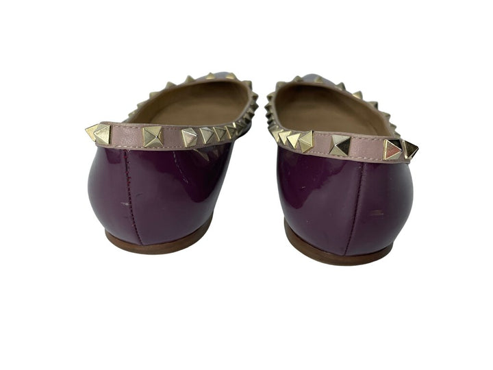 VALENTINO Noir Patent Rockstud Ballet Flats |US7|IT37|
