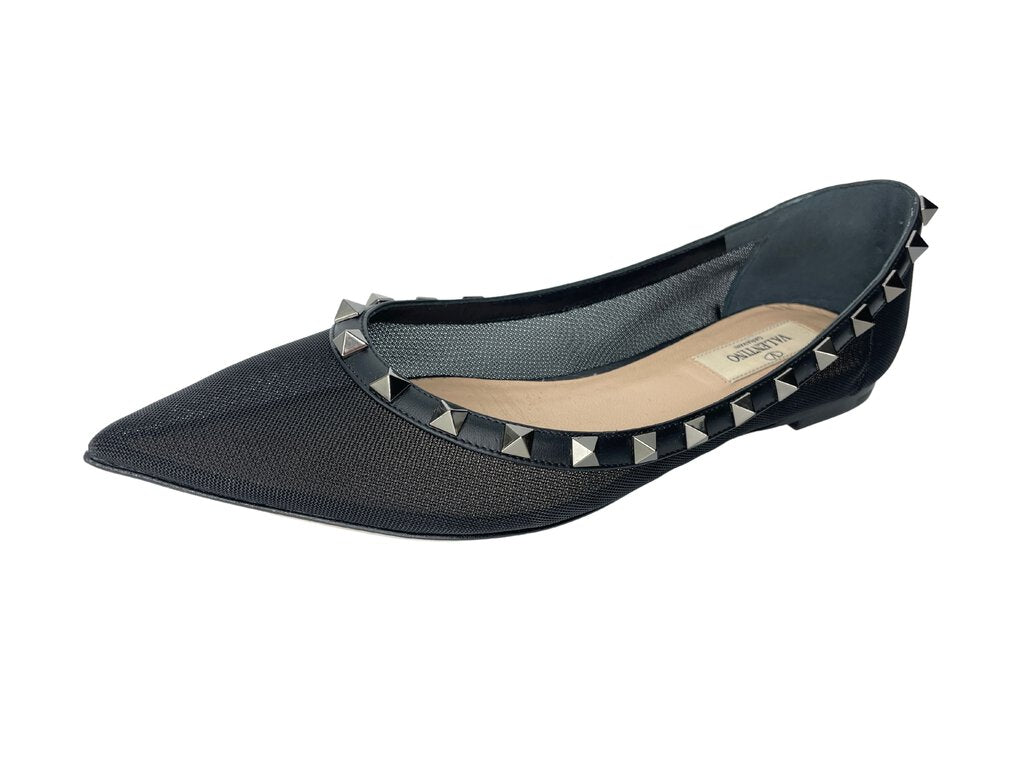 VALENTINO Noir Rockstud Ballet Flats |US7.5|IT37.5|
