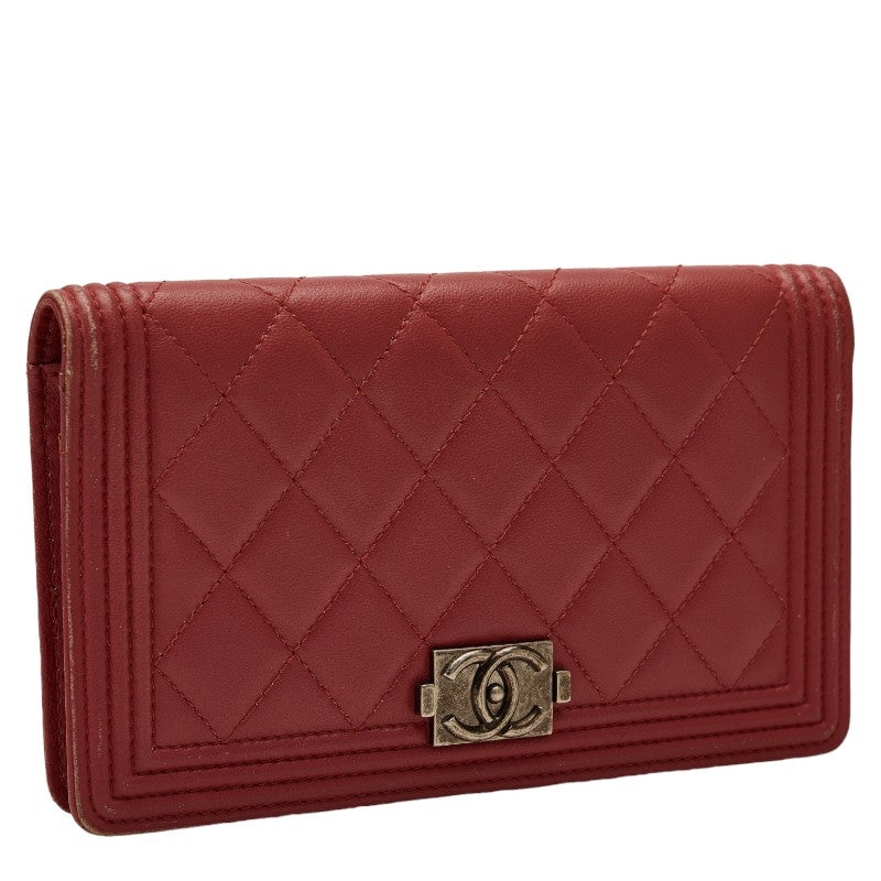 Top Quality Chanel Long Wallet Leather Wine Red
