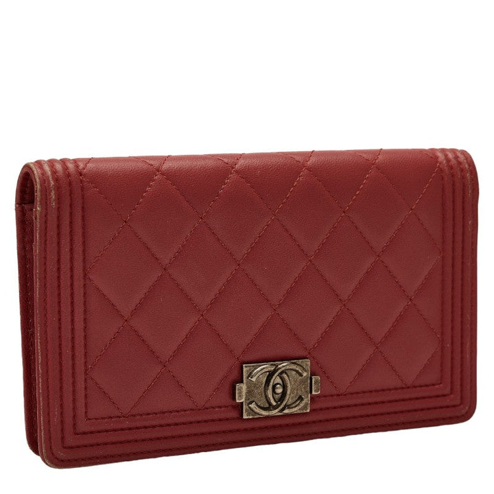 Top Quality Chanel Long Wallet Leather Wine Red