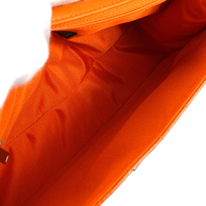 Top Quality Chanel 2000-2001 Orange Patent leather Mademoiselle Lock Straight Flap Shoulder Bag