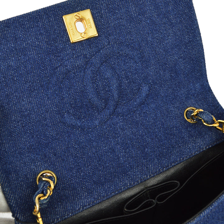 Top Quality Chanel * 1989-1999 Denim Turnlock Mini Full Flap Bag