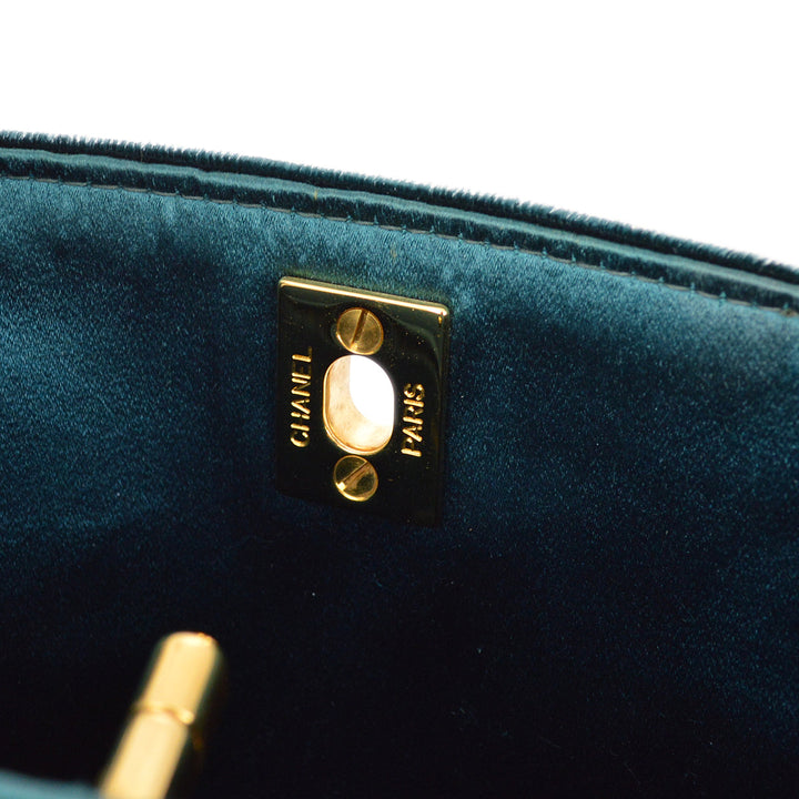 Top Quality Chanel * Moss Green Velvet Double Sided Turnlock Handbag