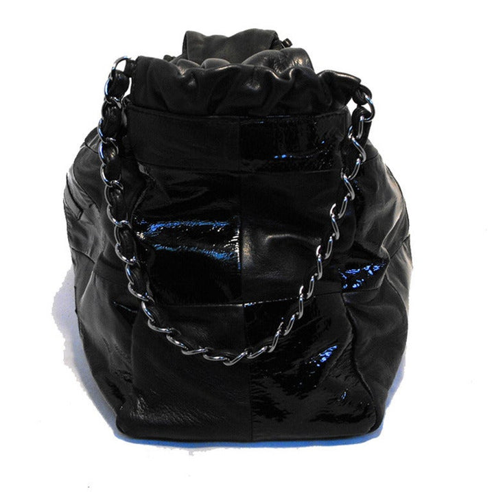 Top Quality Chanel Black Checkered Leather Shoulder Bag Shopper Tote