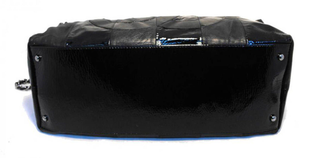Top Quality Chanel Black Checkered Leather Shoulder Bag Shopper Tote