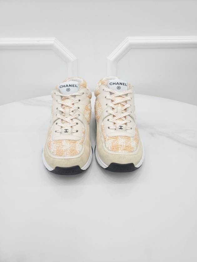 CC logo tweed sneakers orange 38 5 G38299 Chanel