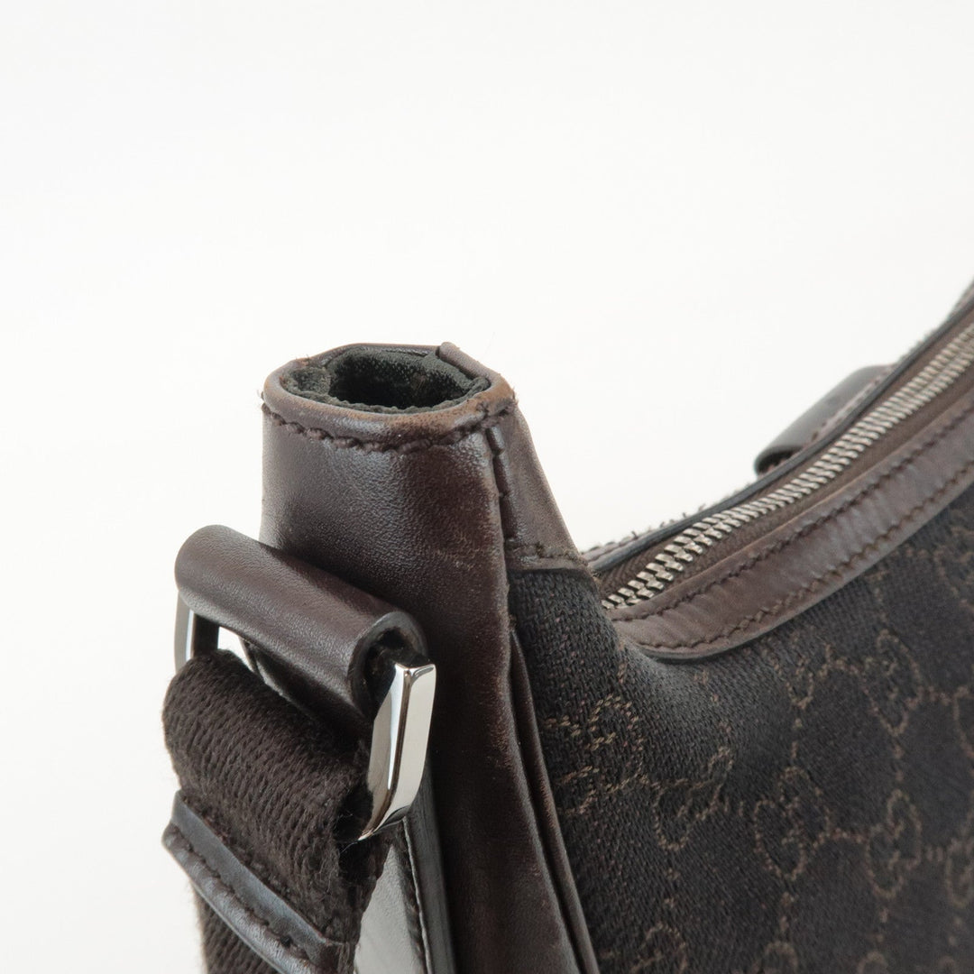 GUCCI GG Denim Leather Shoulder Bag Crossbody Dark Brownk