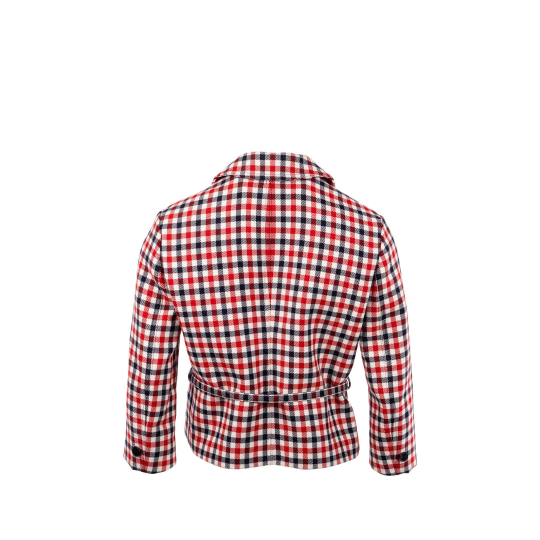 Top quality Dior size 34 Plaid Patterns jacket virgin wool Red/multicolour