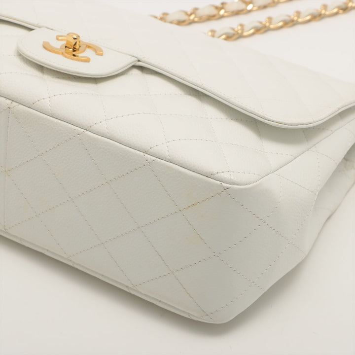 Top Quality Chanel DECAMATRASE Caviar S Single Flap Double Chain Bag White Gold  11th