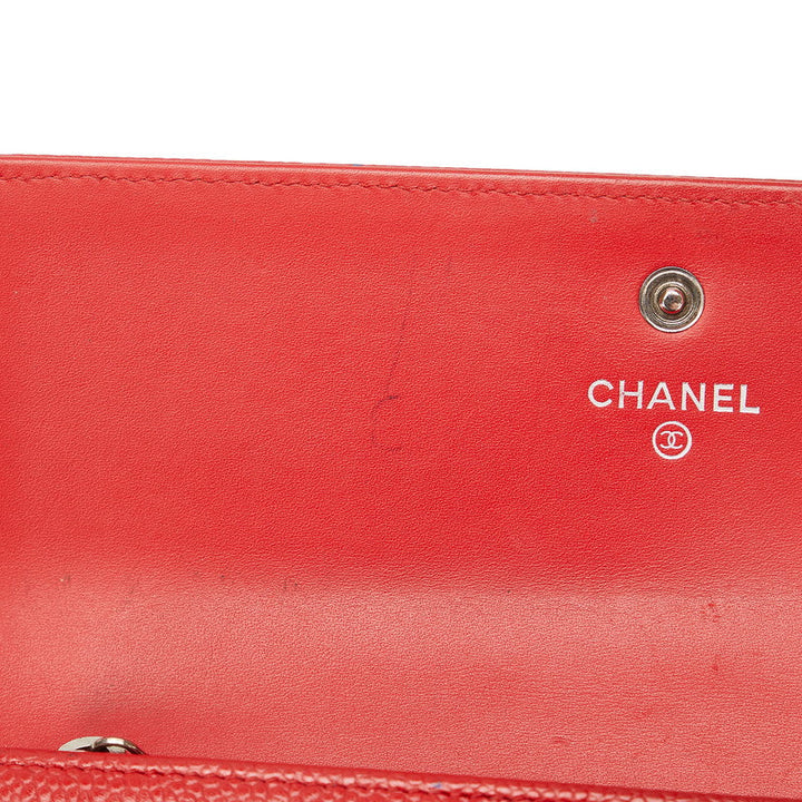 Top Quality Chanel Cocomark Long Wallet Red Caviar   Chanel