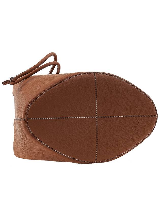 Burberry TB Logo Leather Small Bucket Bag Brown