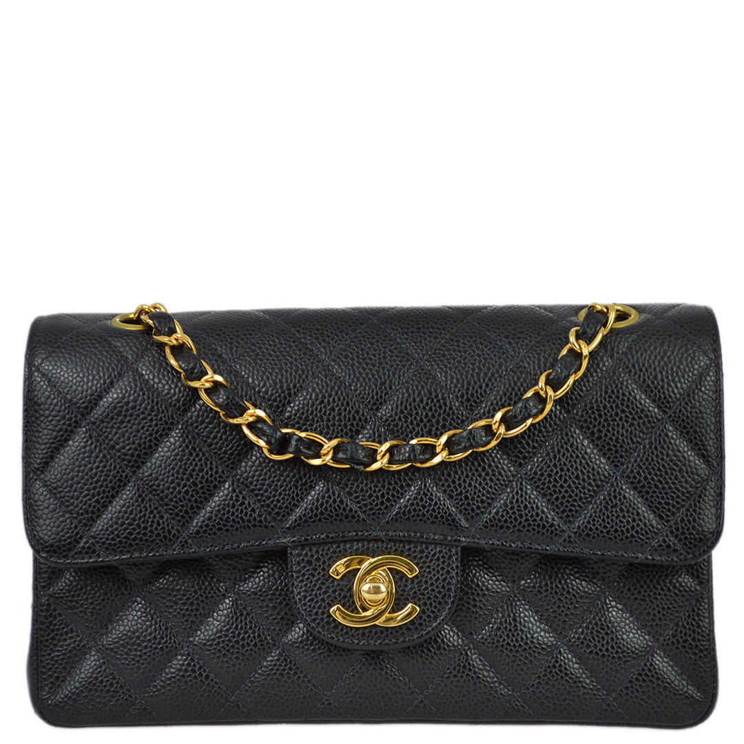 Top Quality Chanel 2000-2002 Black Caviar Small Classic Double Flap Bag