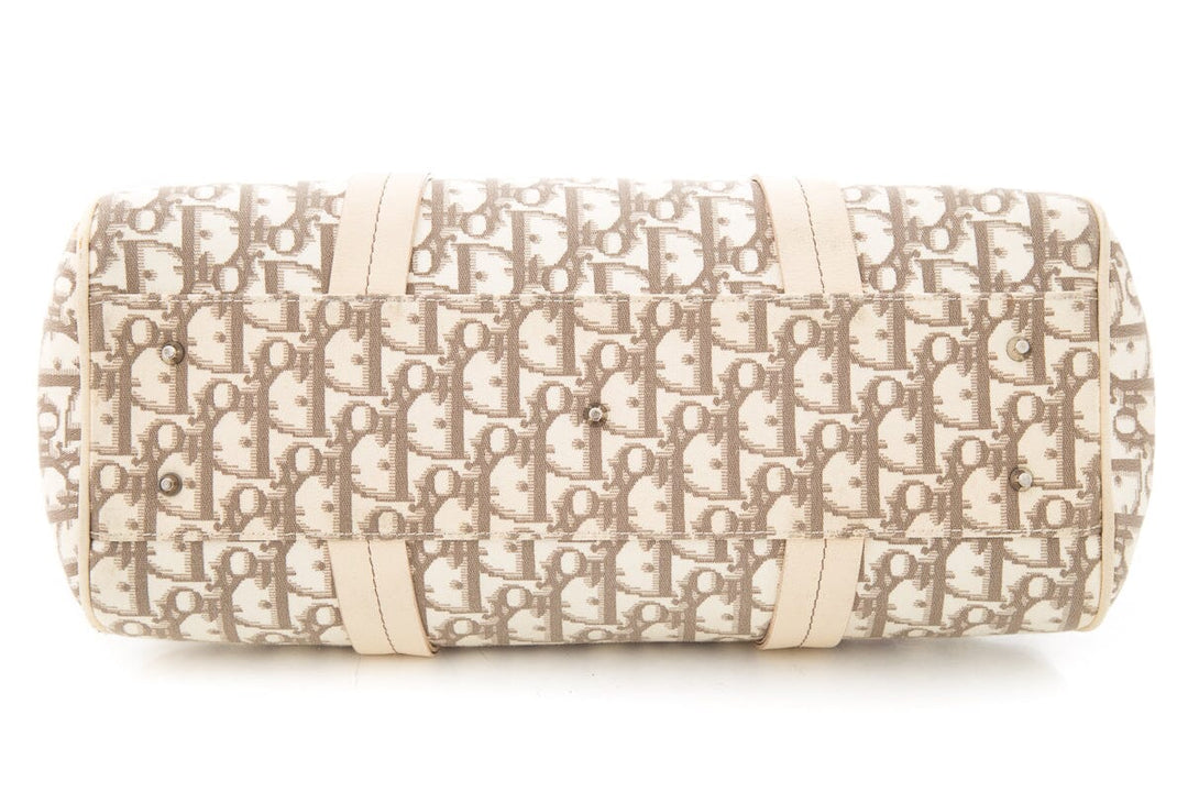 Top quality Dior Cream Monogram Canvas Trotteur Bowling Handbag