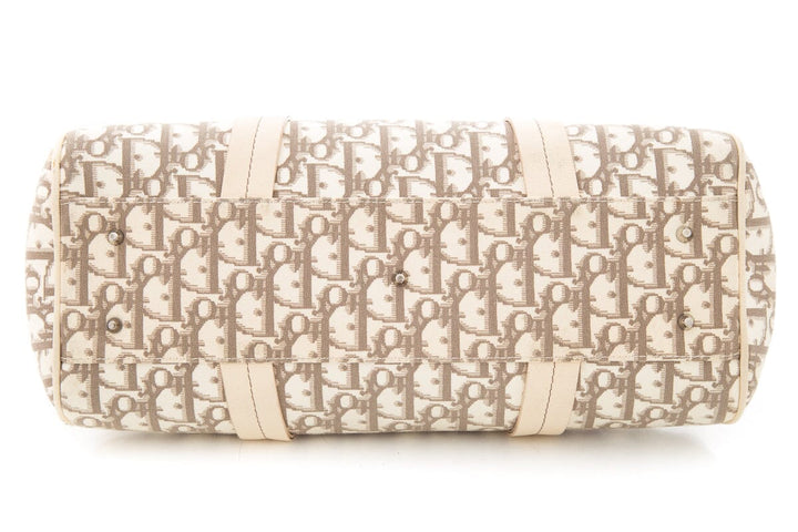 Top quality Dior Cream Monogram Canvas Trotteur Bowling Handbag