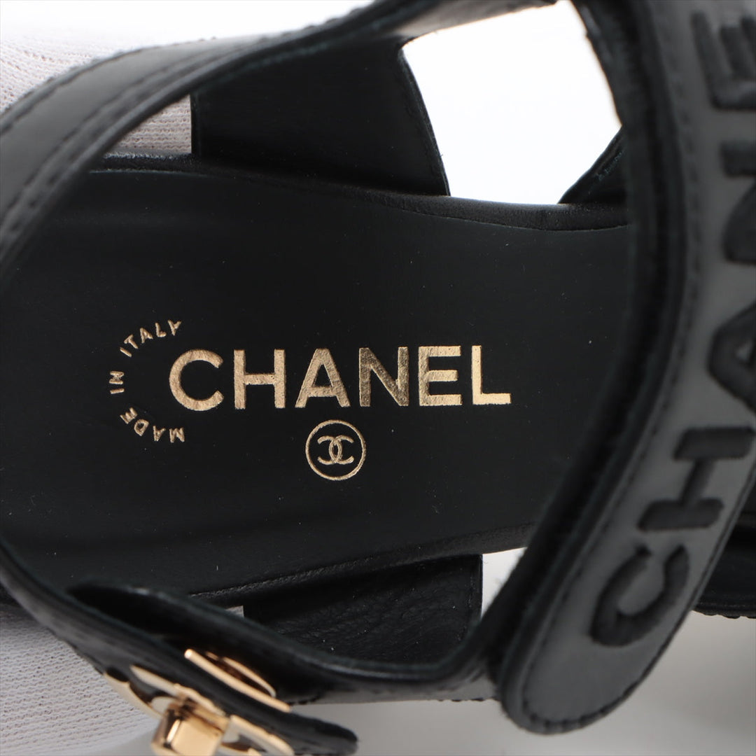 Top Quality Chanel Coco 22SS Leather Sandal 35.5C  Black G37387 Turn-Lock