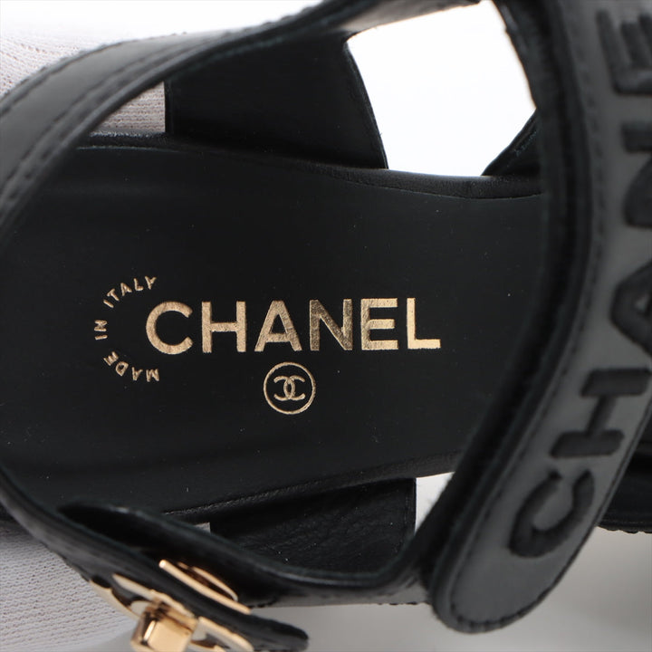 Top Quality Chanel Coco 22SS Leather Sandal 35.5C  Black G37387 Turn-Lock