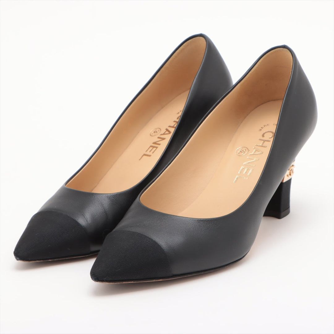 Top Quality Chanel Coco 20P Leather Pump 36 1/2  Black G35802 Box