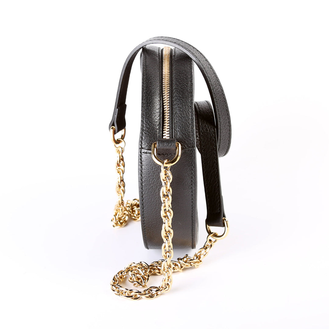 550618 Ophidia Leather Round Small Crossbody