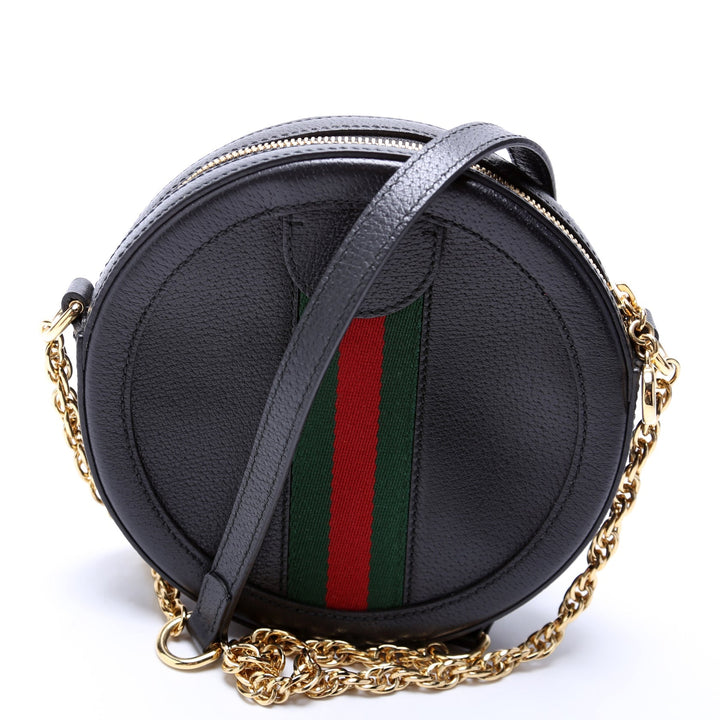 550618 Ophidia Leather Round Small Crossbody Black