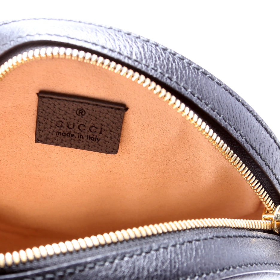 550618 Ophidia Leather Round Small Crossbody Black