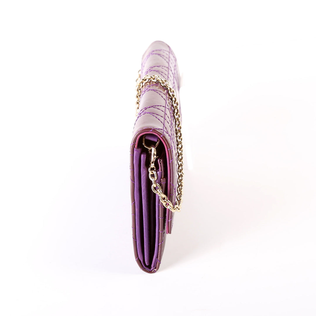 Patent Cannage Lady Top quality Dior Chain Wallet Purple